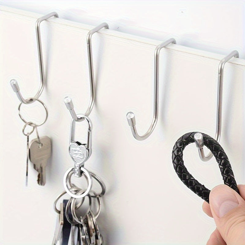 304 Stainless Steel Double S Hook Holder Hanger Metal Heavy Duty Punching Door B