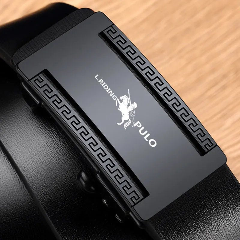 PULO Leather Belt Men's Automatic Buckle Casual Pants Belt