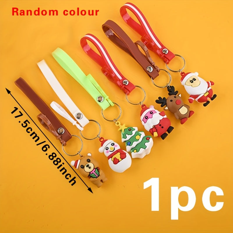 1pc Cartoon Silicone Christmas Keychain Family Party Small Gift