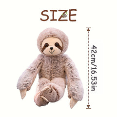 Sloth Plush Toy Soft Polyester Stuffed Animal with Brown Hooded Cuddly Hug