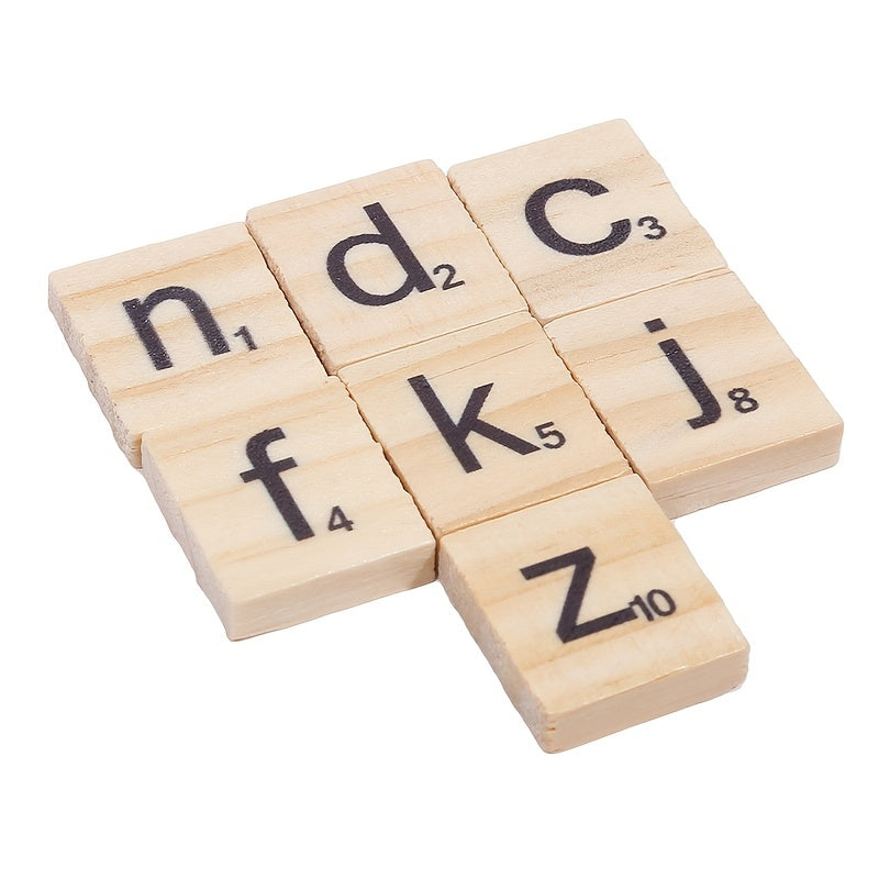 100pcs Alphabet Wooden Squares Jigsaw Puzzle Game Letter Wood