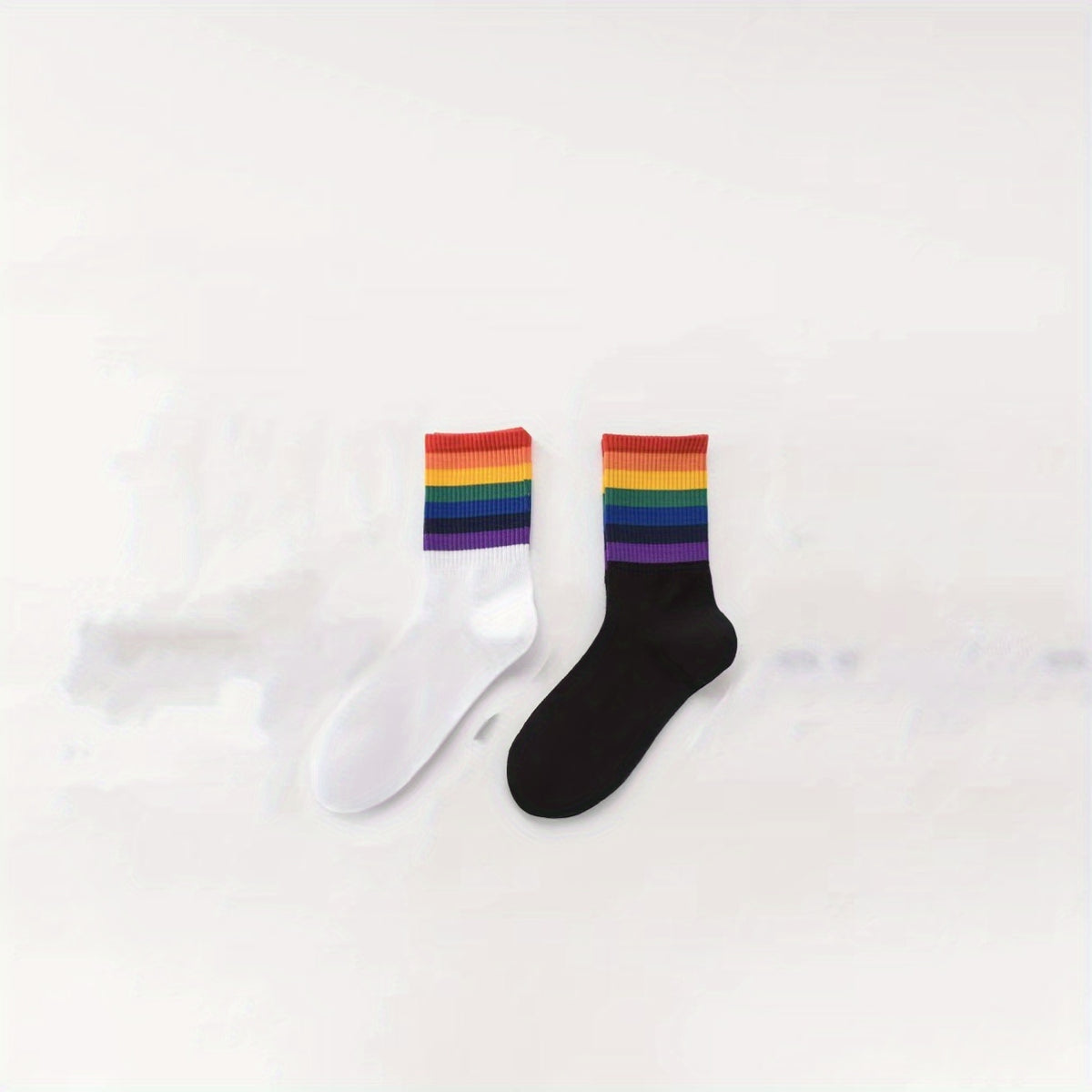 Rainbow Striped Socks Soft & Comfy Mid Tube Women's Stockings