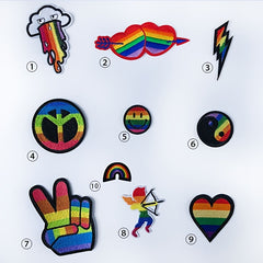 10pcs LGBT Rainbow Patch Embroidery Fabric Stickers Gay Lesbian Bisexual Transge