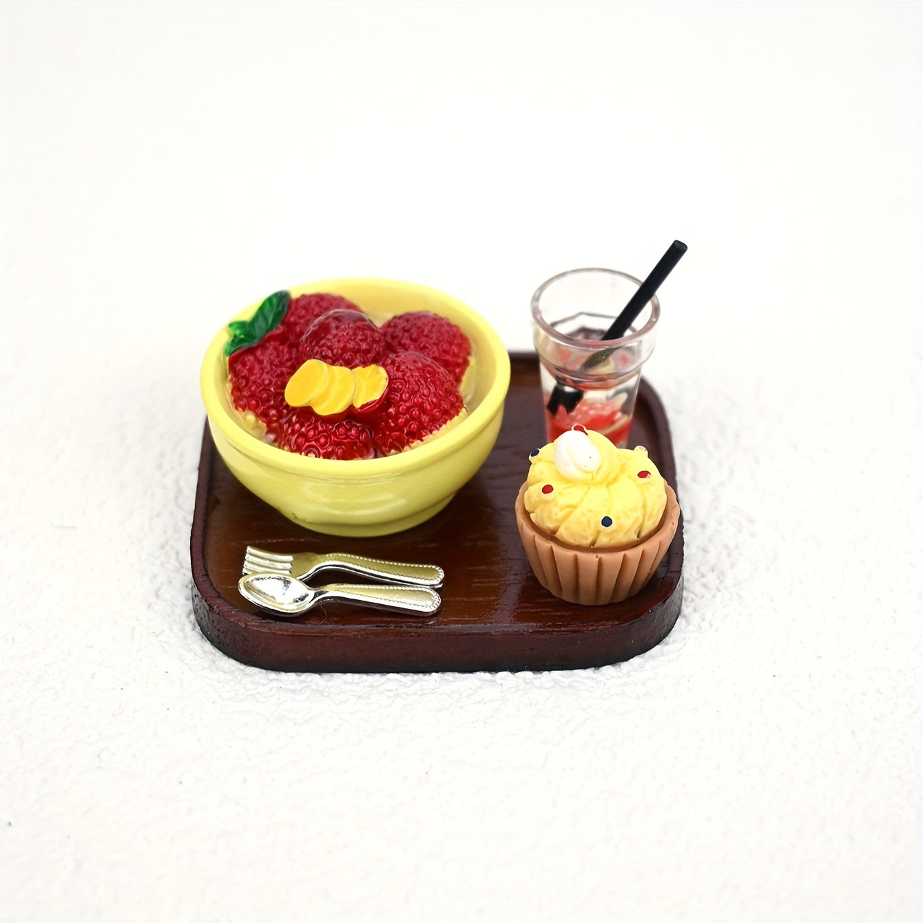 Tea Set with Desserts and Drinks Dollhouse Accessories