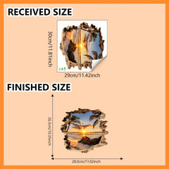 3D Beach Ocean Landscape Wall Decal Removable Irregular Shape Mural