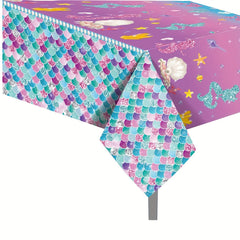Mermaid Birthday Tablecloth Ocean Under Sea Disposable Plastic Table Cover