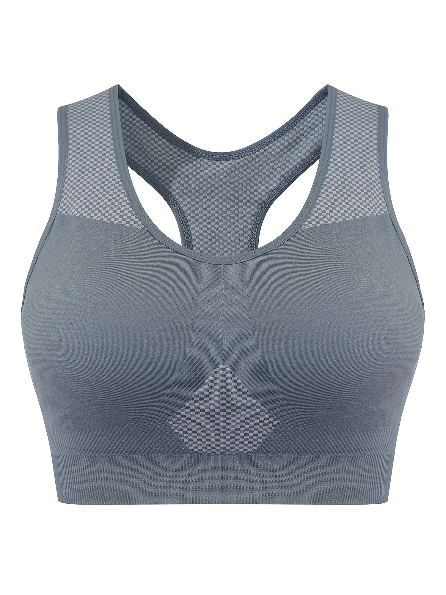  Sporty Bra Women's Geometric Pattern Round Neck Bra