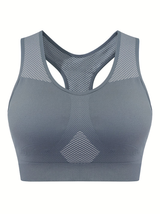  Sporty Bra Women's Geometric Pattern Round Neck Bra