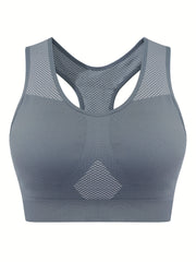  Sporty Bra Women's Geometric Pattern Round Neck Bra