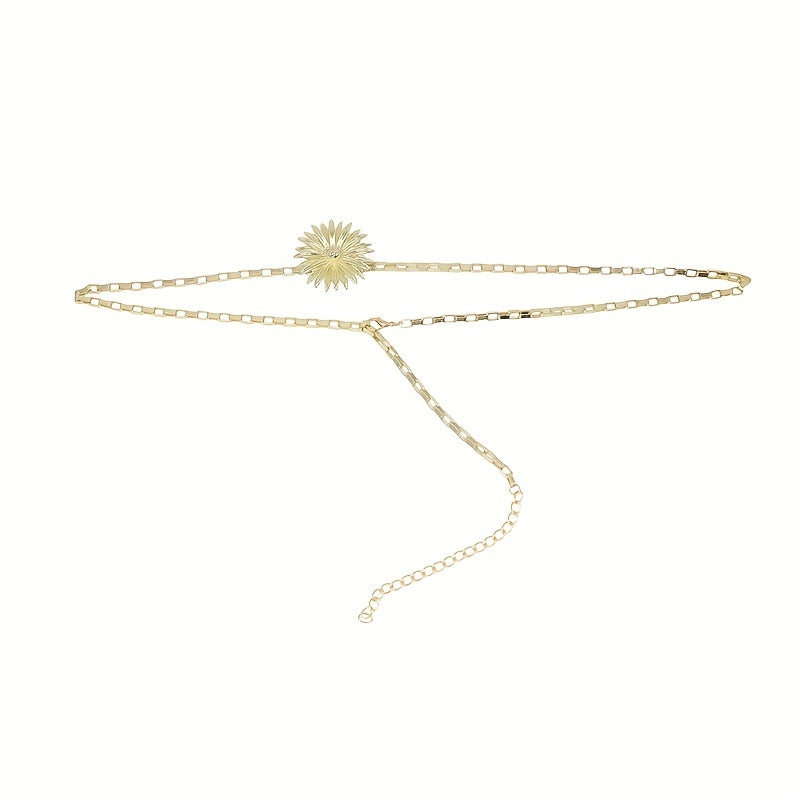 Golden Flower Metal Waist Chain Y2K Belly Chain for Women