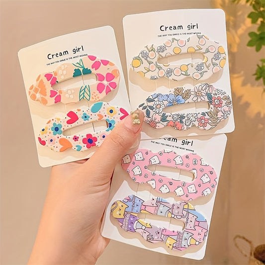 Girls Fruit Leaves Flower Snap Hair Clip Hairpin Side Clip Headwear