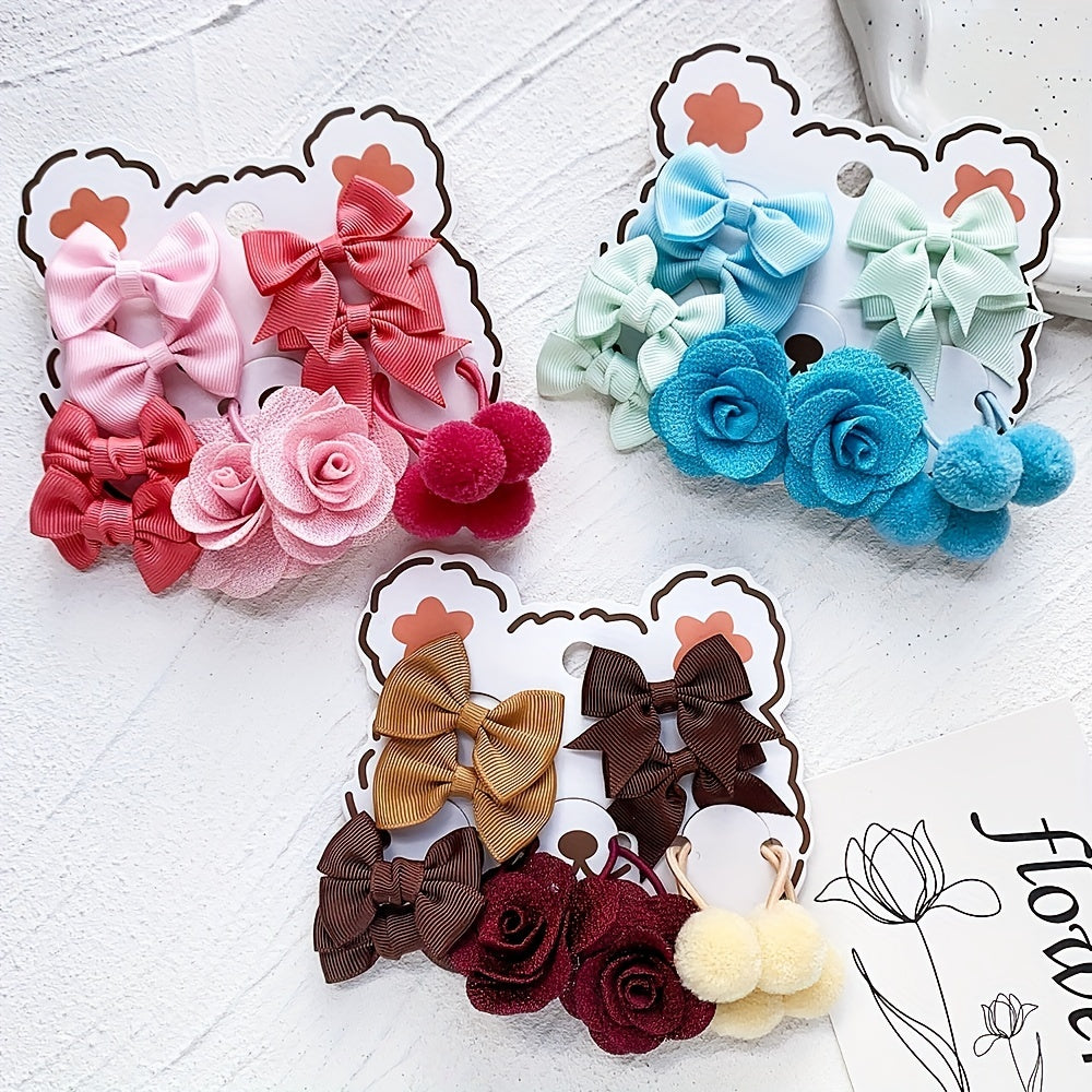10pcs Bow Flowers Hair Tie Ponytail Holders Hair Accessories Sets for Baby Girls