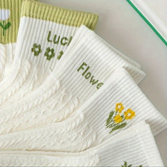 5 Pairs Floral & Letter Print Women's Stockings