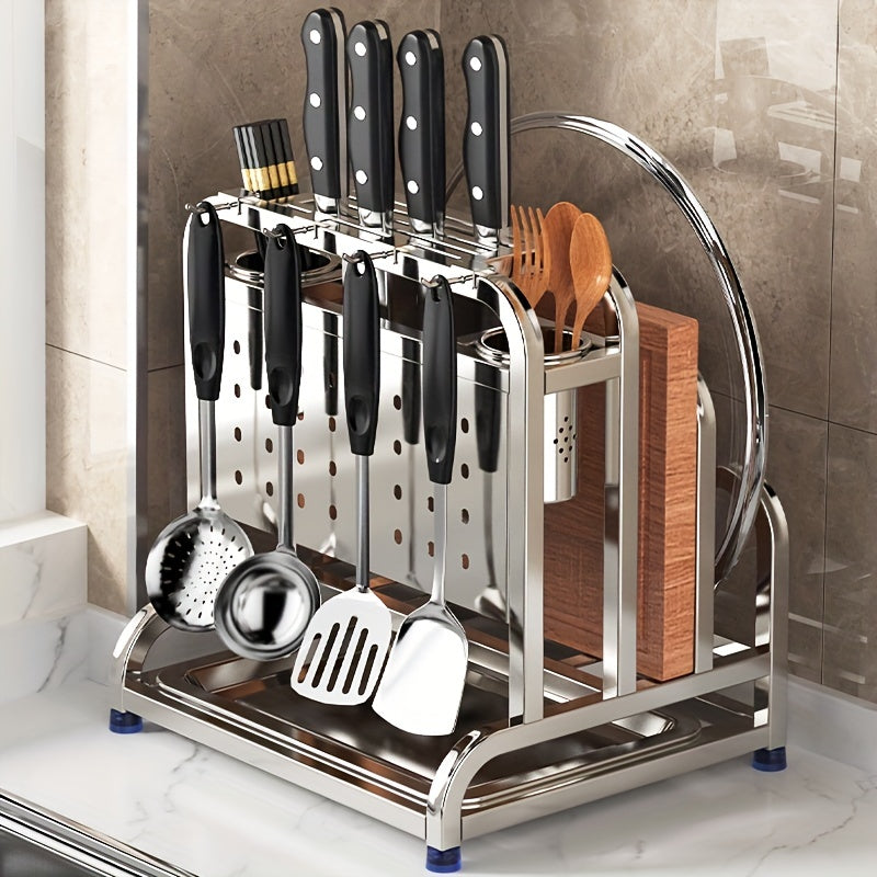 Stainless Steel Cutting Board Organizer with Hooks