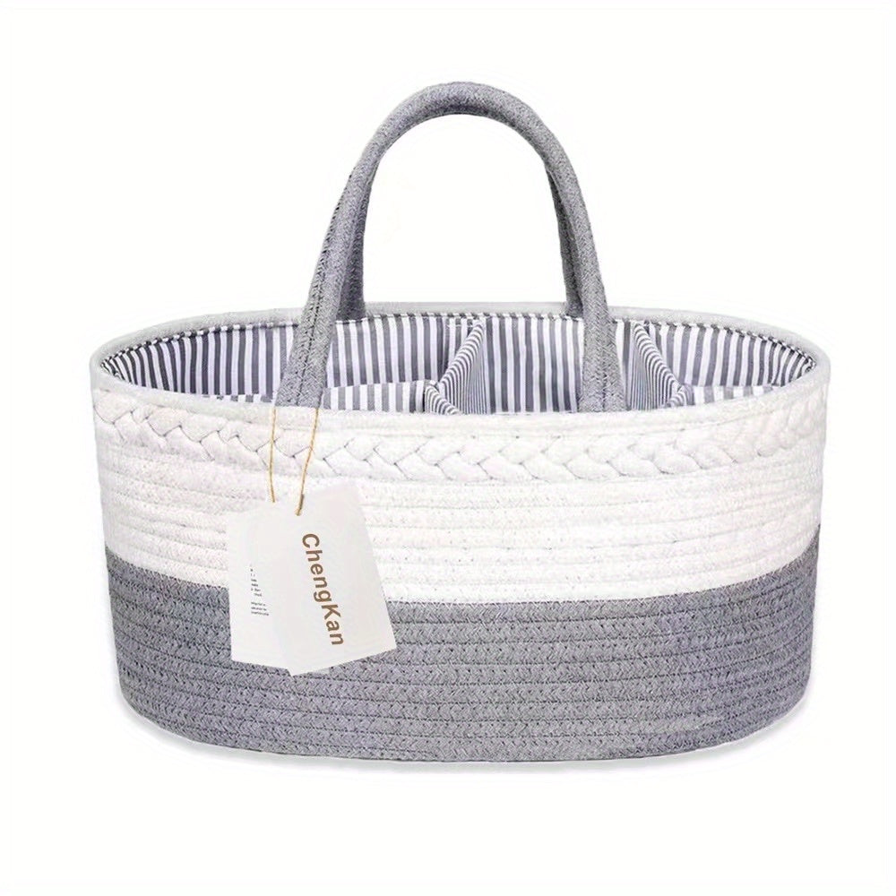 Diaper Caddy Organizer 100% Cotton Canvas Portable Rope Nursery Storage