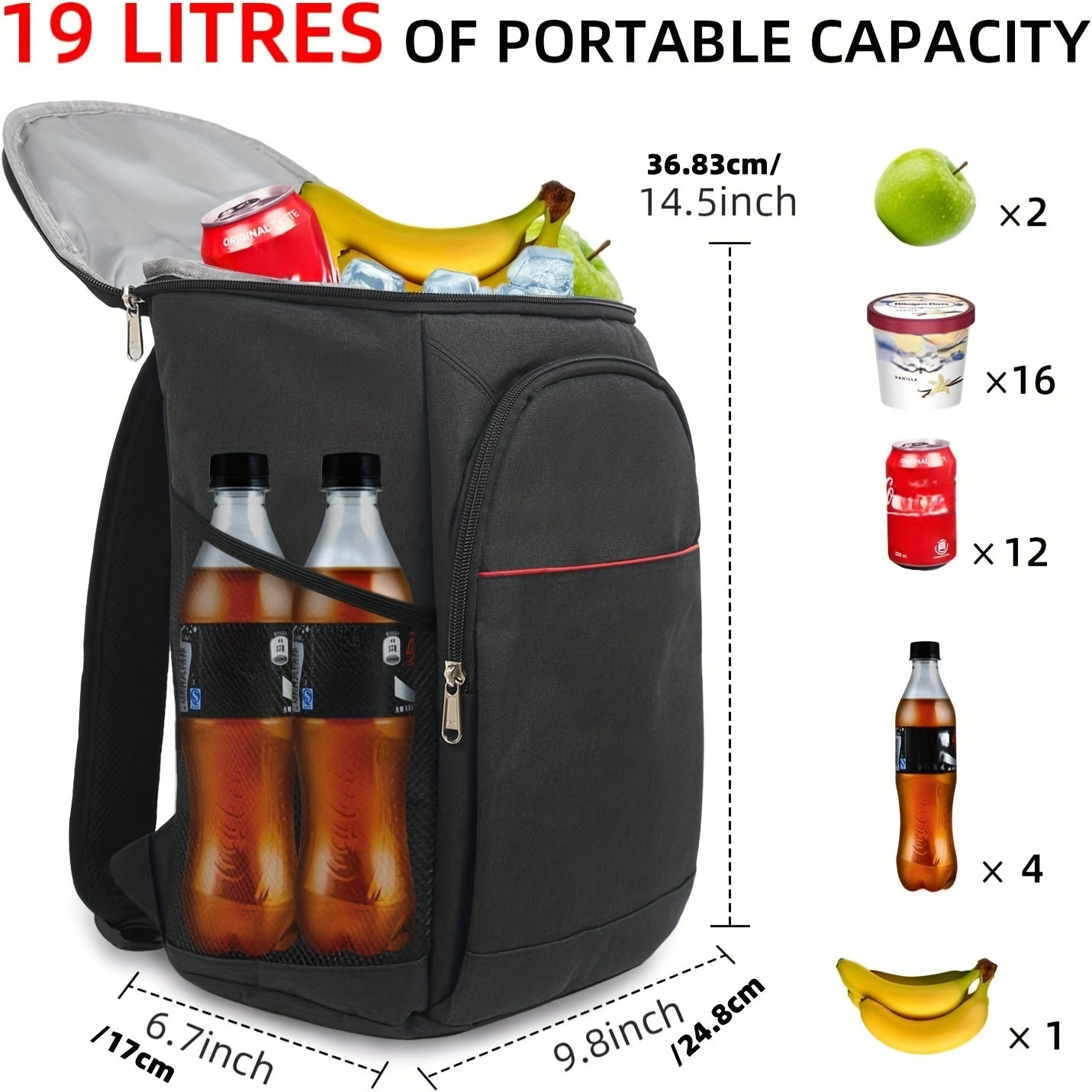 Large Insulated Lunch Backpack Waterproof Cooler Bag for Picnic Hiking Camping