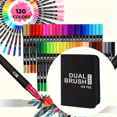 168pcs Dual Tip Watercolor Brush Pens Fine Line Coloring Set