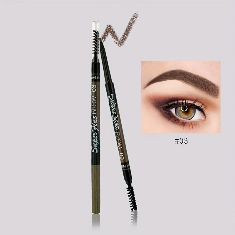 Auto Rotating Eyebrow Pen Double Head Ultra Slim Pencil w/ Brush 4 Colors