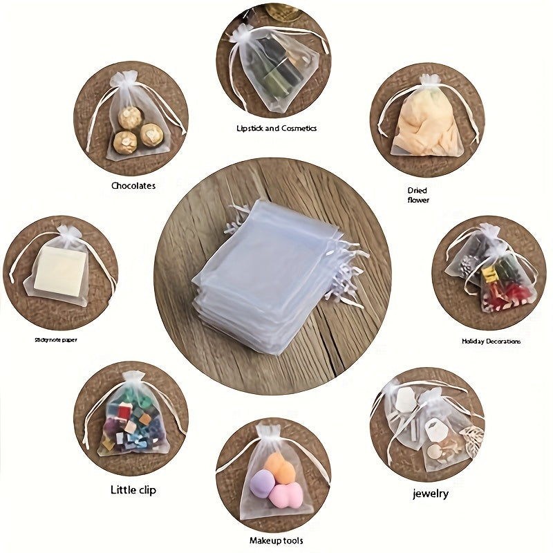 50pcs Organza Gift Bags Transparent Mesh Bags for Jewelry Cosmetics Candy