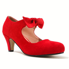 Women's Bowknot Chunky Heels Pumps Oktoberfest Dress Shoes