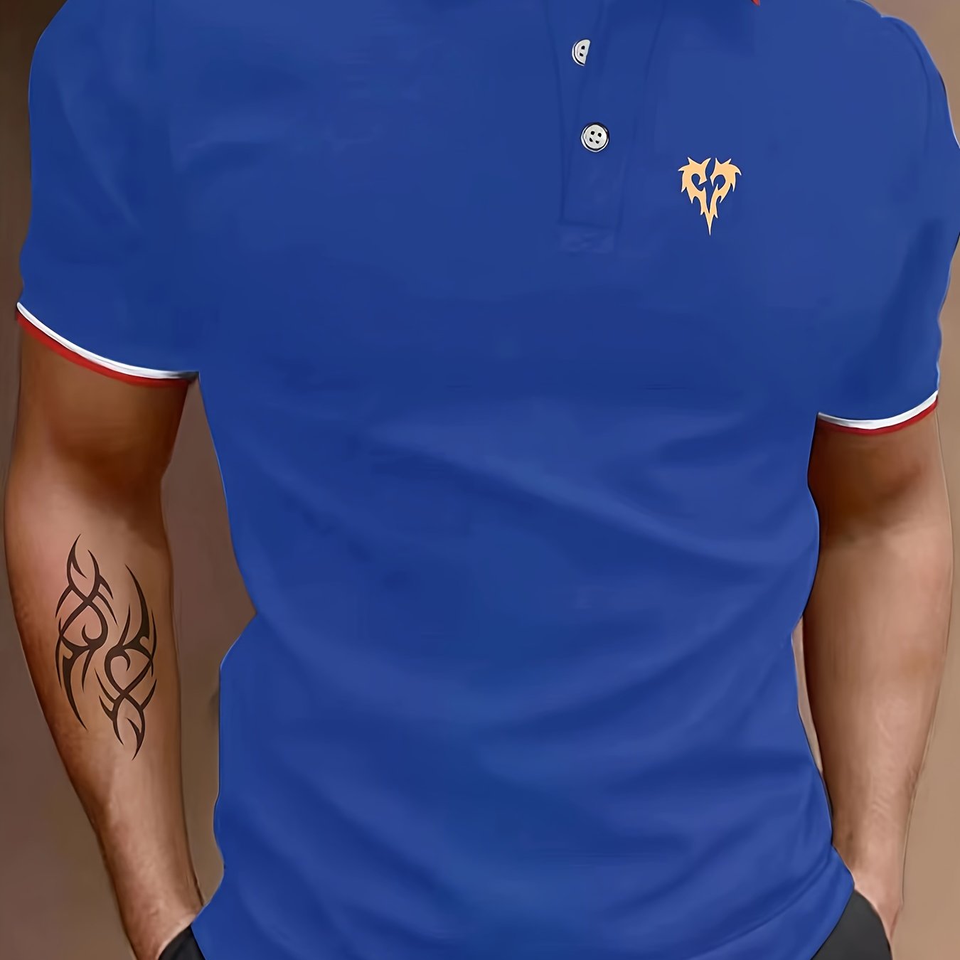 Hearts Print Men's Breathable Golf Short Sleeve Shirts Sports Top