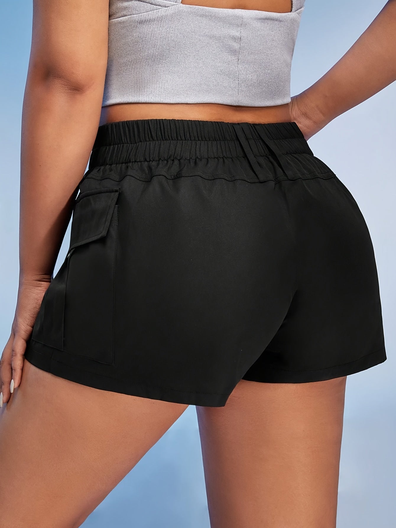 Women's Plus High Rise Button Fly Cargo Shorts