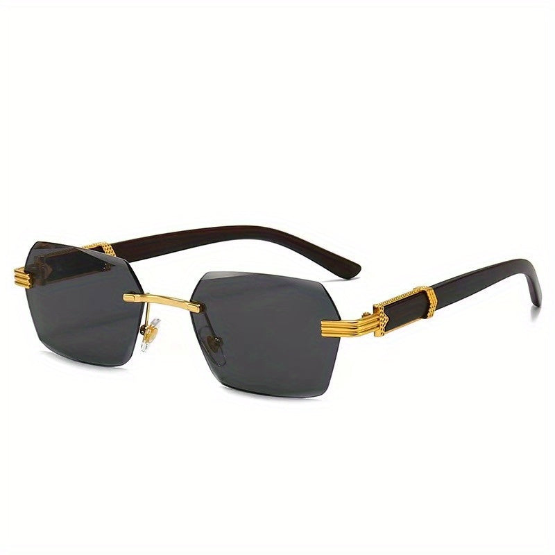 Men's Rimless Cut Edge Sunglasses With Box