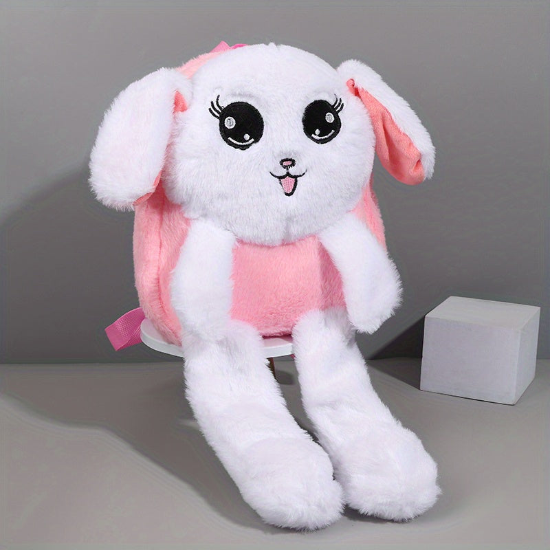 9.84in Cartoon Backpack Plush School Bag for Kids with Light