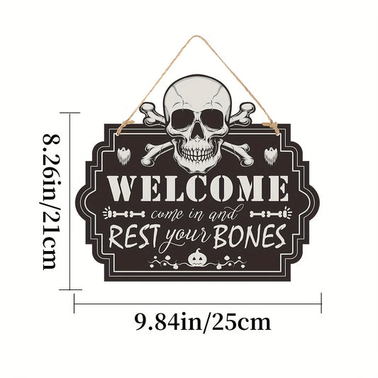 Scary Halloween Wood Grain Decoration Sign