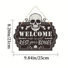 Scary Halloween Wood Grain Decoration Sign