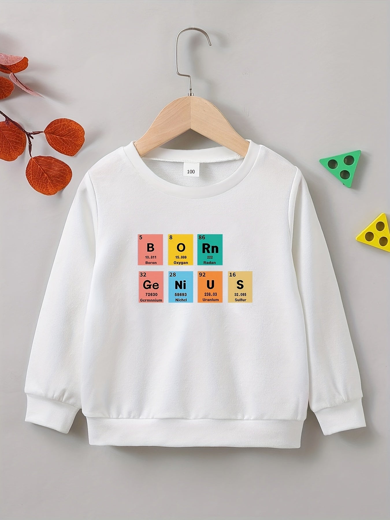 Letter Print Boys Casual Creative Pullover Sweatshirt Long Sleeve Crew Neck Tops