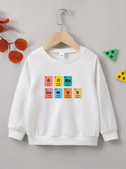 Letter Print Boys Casual Creative Pullover Sweatshirt Long Sleeve Crew Neck Tops