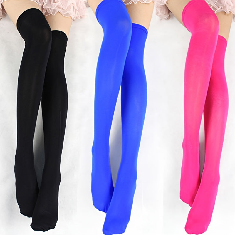 Solid Thigh High Socks Slim Over The Knee Women's Stockings