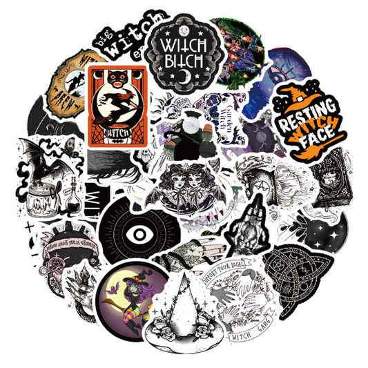 50pcs Witch Doodle Waterproof Stickers DIY Creative Toys For Notebook Luggage
