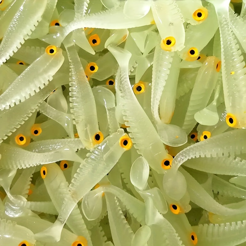 10pcs Glow in the dark Bionic Small Fish Soft Lures T tail Soft Lure