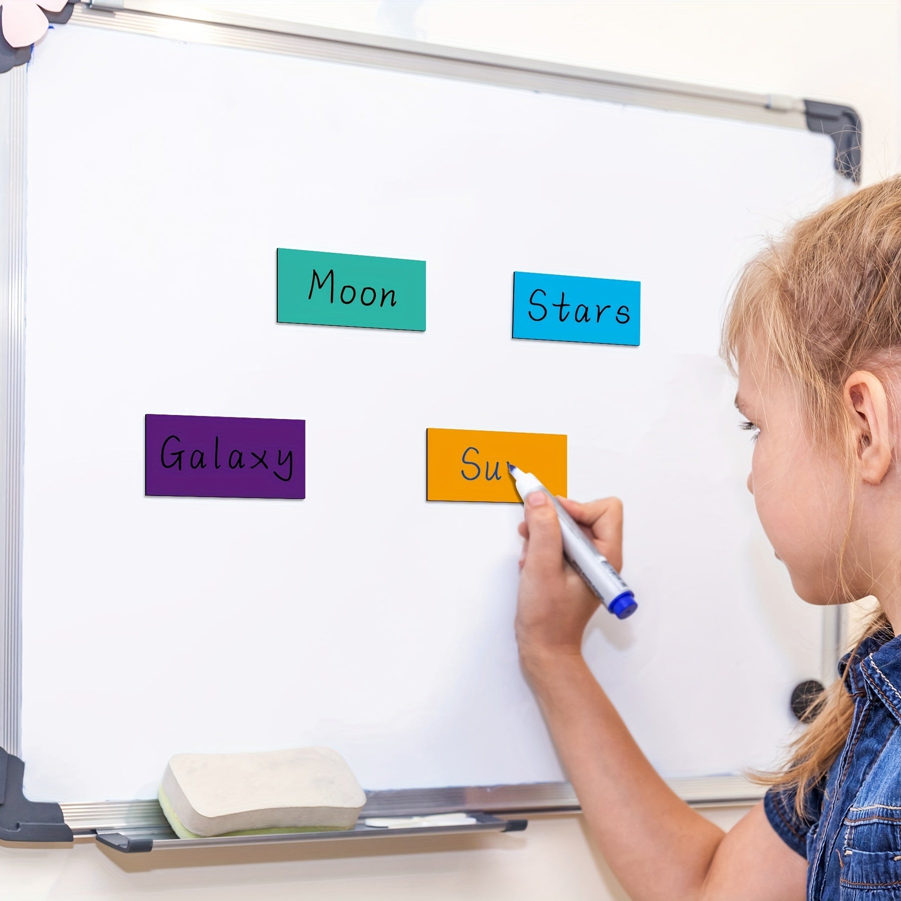 8pcs Magnetic Dry Erase Labels Name Plates Board for Locker Fridge