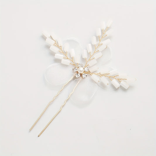 Bridal Fabric Hairpin Jade Crystal Hairpin Wedding Dress Accessories