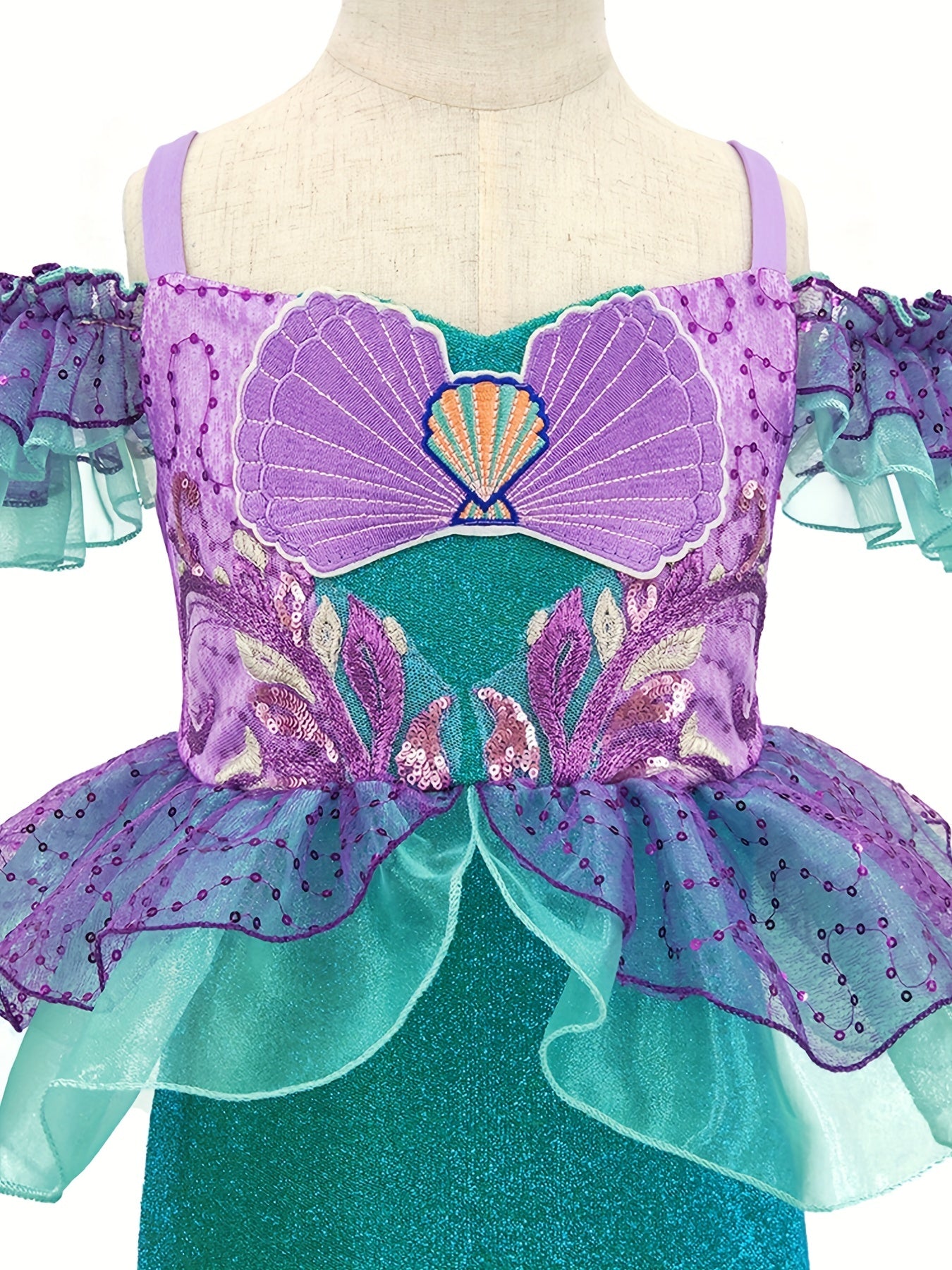 Girls Mermaid Princess Dress Set with Gloves, Crown and Jewelry