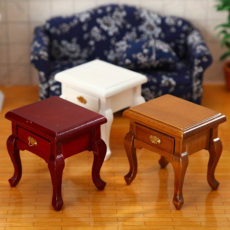 1pc Doll House Mini Furniture Wooden Bedside Cabinet DIY Decoration Model