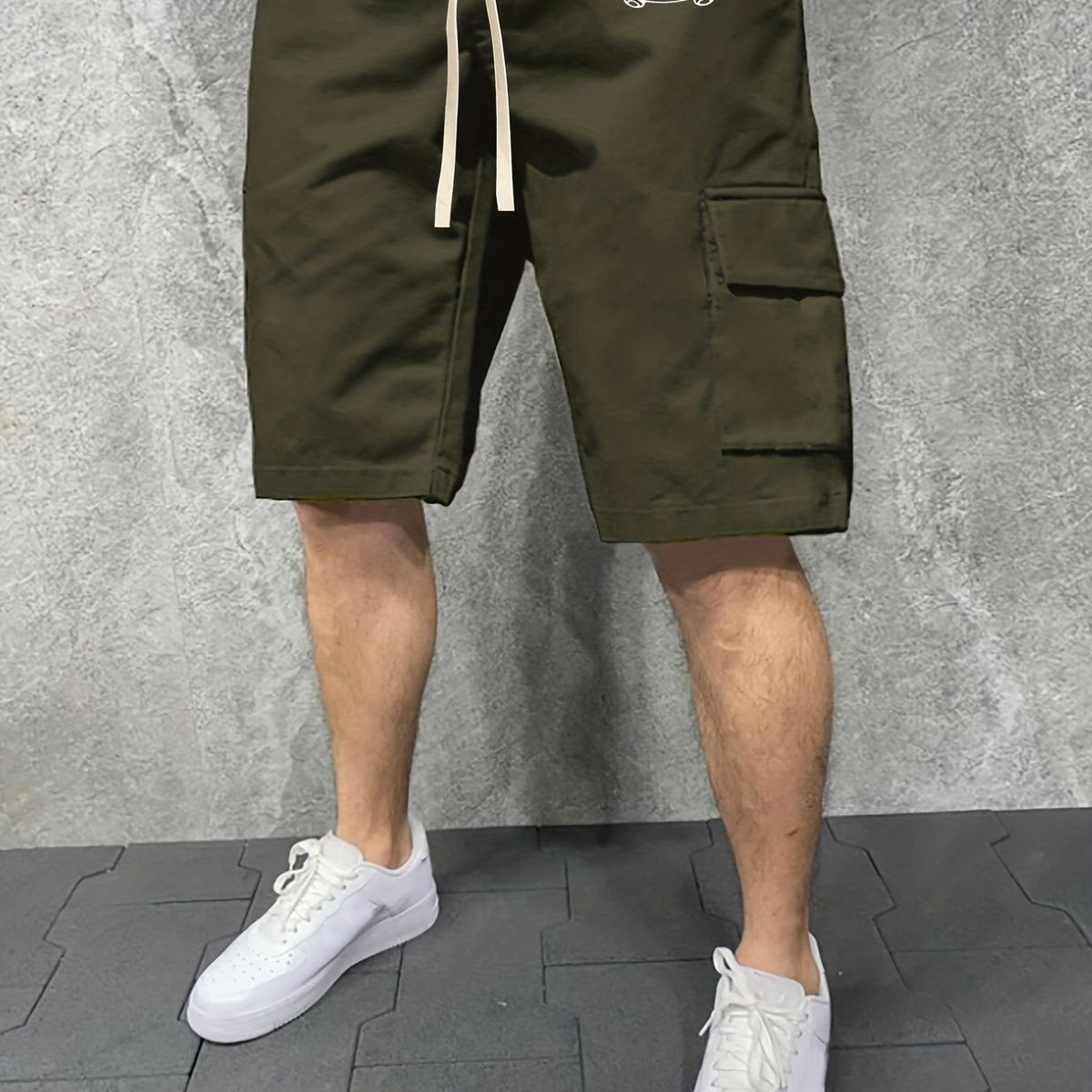 Men's Long Skateboard Graphic Drawstring Shorts with Pockets