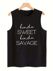 Sleeveless Sports Vest Round Neck Casual Tops