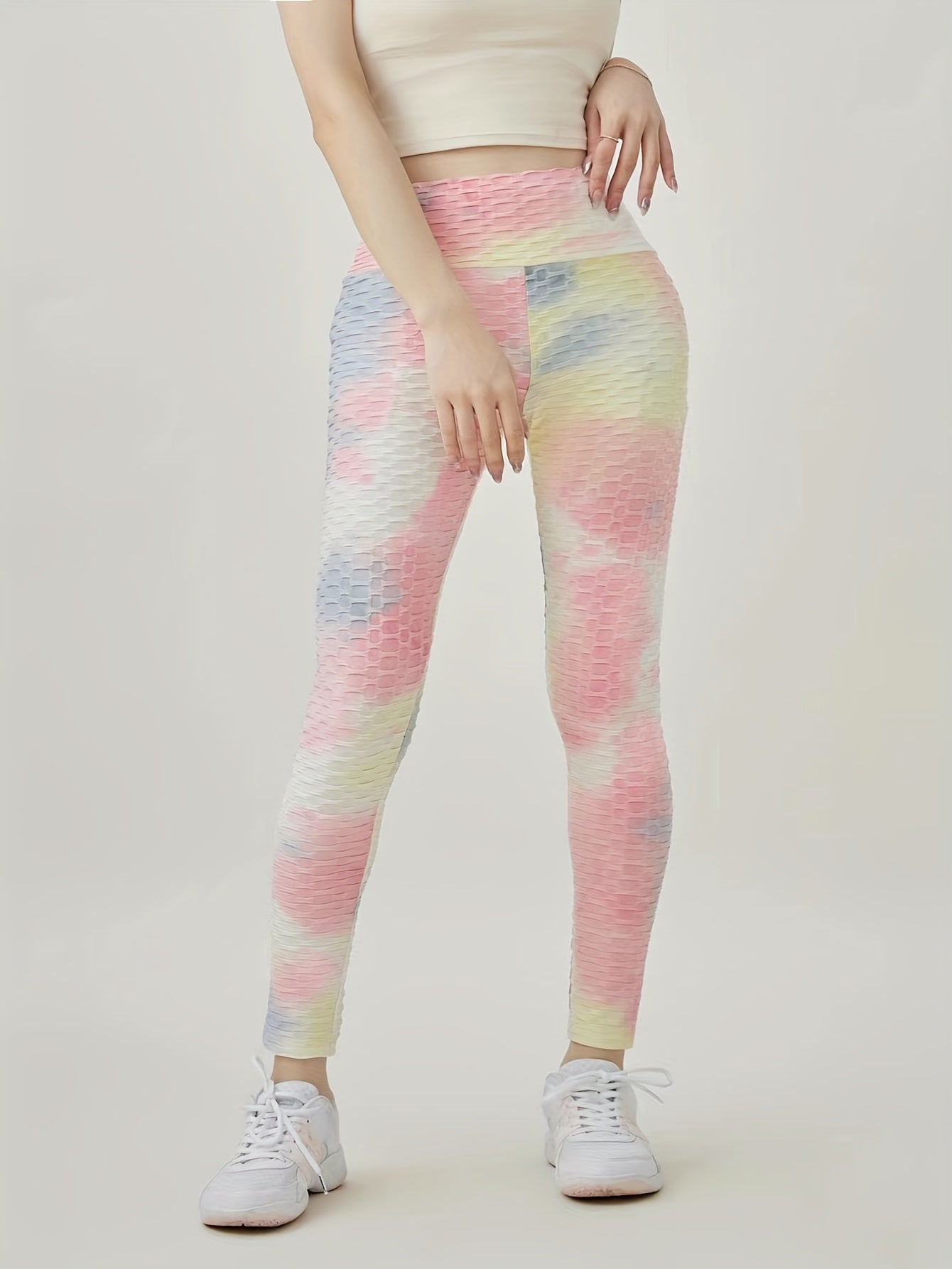  Tie Dye Ruched Hip Lifting Yoga Leggings