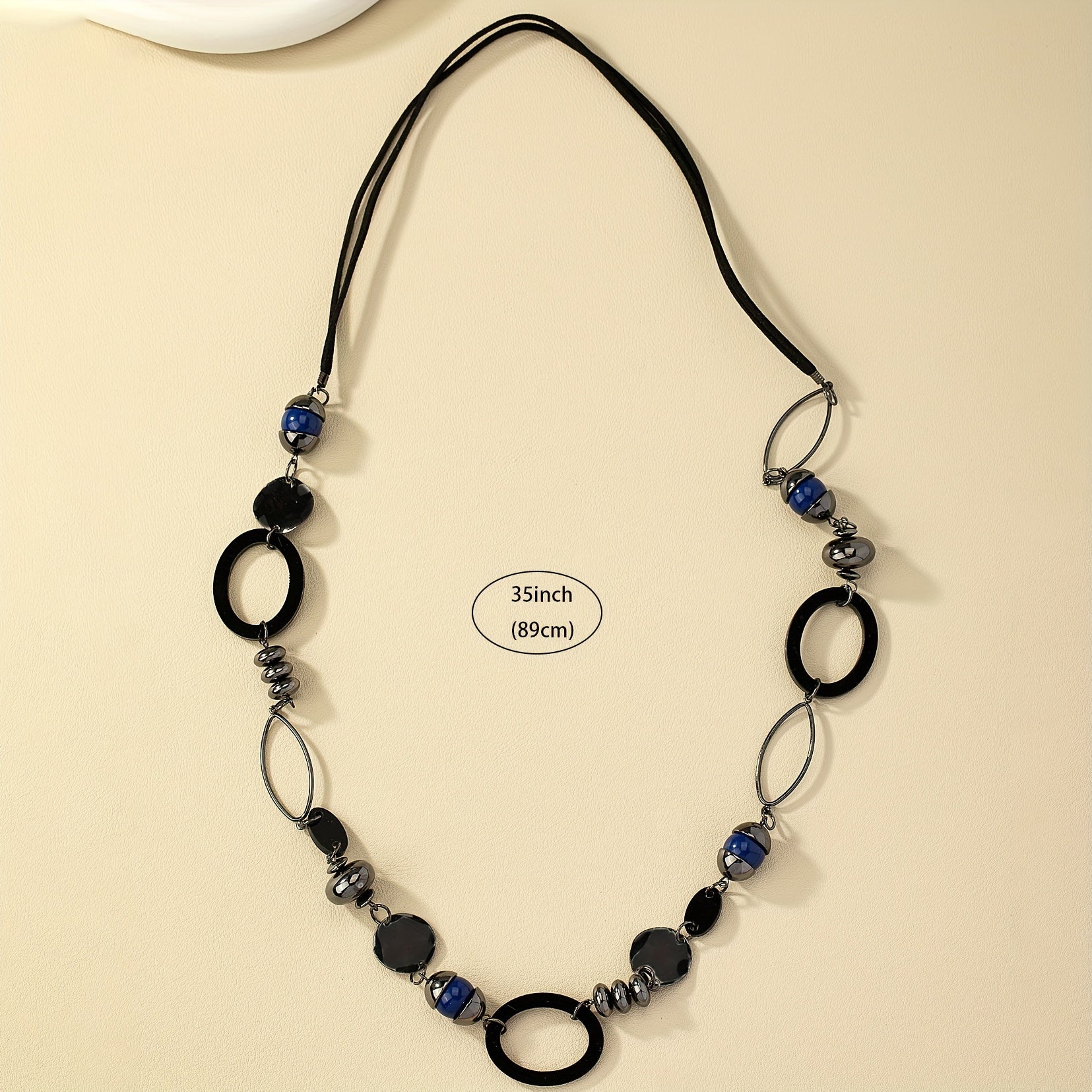 Vintage Long Necklace Resin Stone Jewelry