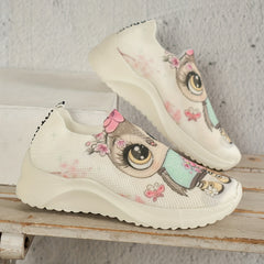 Owl Print Soft Comfort Running Shoes Shock Absorption Non Slip Sneakers