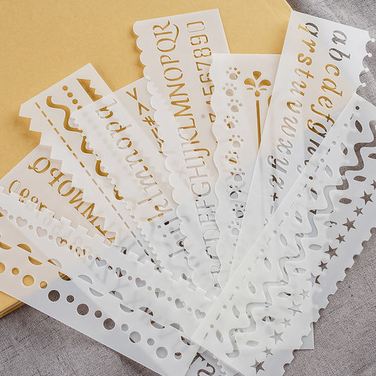 8Pcs Painting Template Hollow Lace Ruler DIY Journal Reusable Stencil Animals