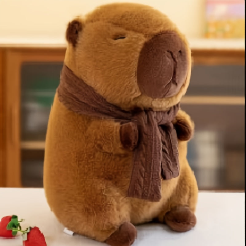 Capybara Plush Stuffed Animal with Scarf Soft Brown Furry Capybara