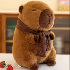 Capybara Plush Stuffed Animal with Scarf Soft Brown Furry Capybara