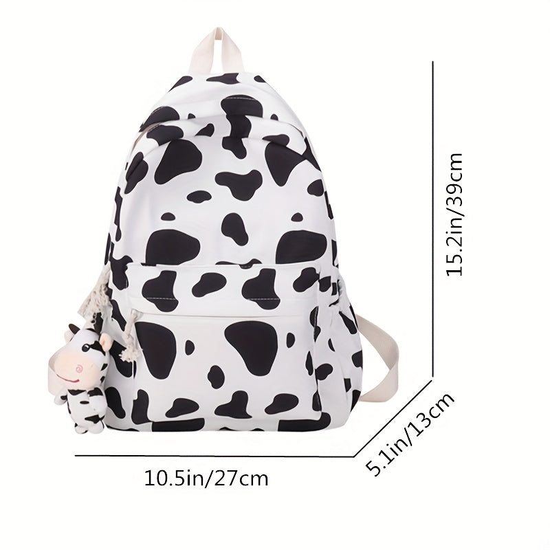 Cow Pattern Backpack Schoolbag Large Capacity Speckled Backpack