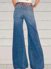 Women's Plus Button Fly High Rise Flared Leg Jeans