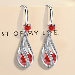 Rotating Teardrop Shape Crystal Earrings for Women Girls